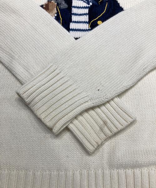 POLO RALPH LAUREN（ポロ・ラルフローレン）POLO RALPH LAUREN (ポロ・ラルフローレン) ポロベアコットンクルーネックニット アイボリー サイズ:Mの古着・服飾アイテム