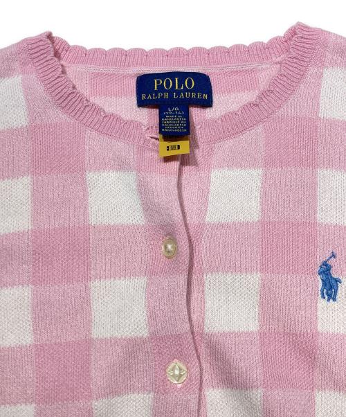 POLO RALPH LAUREN（ポロ・ラルフローレン）POLO RALPH LAUREN (ポロ・ラルフローレン) ギンガムチェック コットン カーディガン ピンク サイズ:L/G (12-14)の古着・服飾アイテム