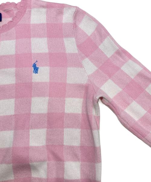 POLO RALPH LAUREN（ポロ・ラルフローレン）POLO RALPH LAUREN (ポロ・ラルフローレン) ギンガムチェック コットン カーディガン ピンク サイズ:L/G (12-14)の古着・服飾アイテム