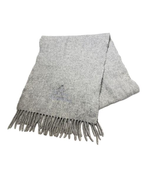 Vivienne Westwood（ヴィヴィアンウエストウッド）Vivienne Westwood (ヴィヴィアンウエストウッド) ロゴ刺繍マフラー グレーの古着・服飾アイテム