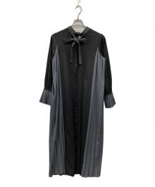 HARE（ハレ）の古着「2WAYサイドスリットプリーツワンピース」｜ブラック×グレー