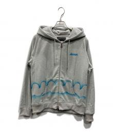 muta MARINE×acanthus（ムータマリン×アカンサス）の古着「Stencil Freedom Sleeve Zip-up Parka」｜グレー×ブルー