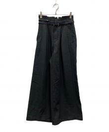 UNITED TOKYO（ユナイテッドトーキョー）の古着「ACETATE ベルトワイドパンツ（アセテート ベルトワイドパンツ）」｜ブラック