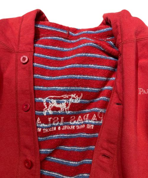 PAPAS（パパス）PAPAS (パパス) 裏起毛ボーダー パーカー レッド サイズ:48Mの古着・服飾アイテム