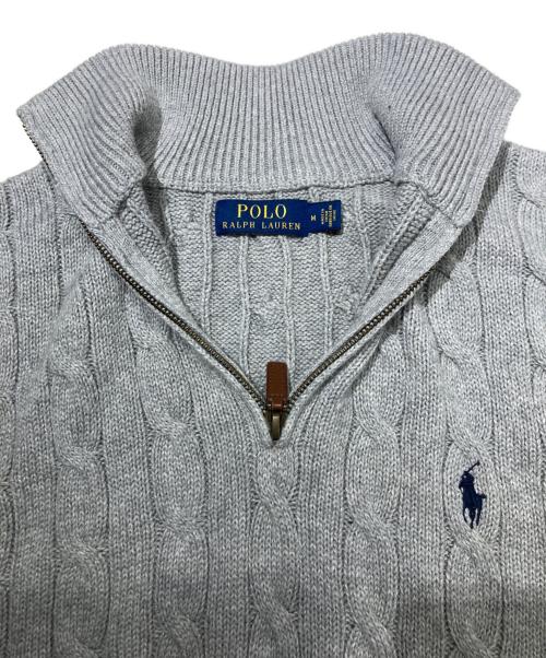 POLO RALPH LAUREN（ポロ・ラルフローレン）POLO RALPH LAUREN (ポロ・ラルフローレン) ケーブル編み ハーフジップセーター グレー サイズ:Mの古着・服飾アイテム