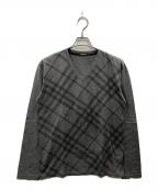BURBERRY BLACK LABELバーバリーブラックレーベル）の古着「メガチェック Vネックカットソー」｜グレー