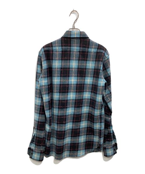 Saint Laurent Paris（サンローランパリ）Saint Laurent Paris (サンローランパリ) ウール チェックシャツ ブルー サイズ:36の古着・服飾アイテム