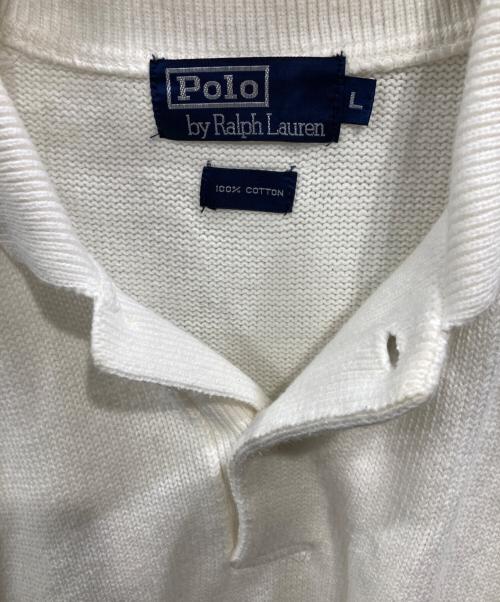POLO RALPH LAUREN（ポロ・ラルフローレン）POLO RALPH LAUREN (ポロ・ラルフローレン) ポニー刺繍 ニットポロシャツ ホワイト サイズ:Lの古着・服飾アイテム