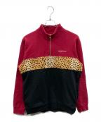 SUPREMEシュプリーム）の古着「Leopard Panel Half Zip Sweatshirt」｜レッド×ブラック