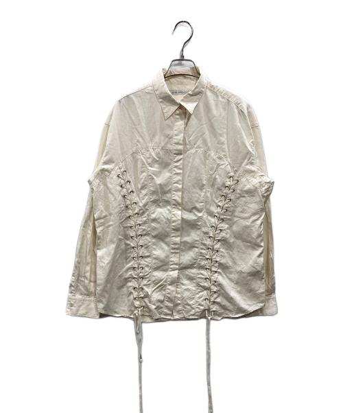 JOHN LAWRENCE SULLIVAN（ジョン ローレンス サリバン）JOHN LAWRENCE SULLIVAN (ジョン ローレンス サリバン) GROSGRAIN LACE-UP SHIRT アイボリー サイズ:ONESIZEの古着・服飾アイテム