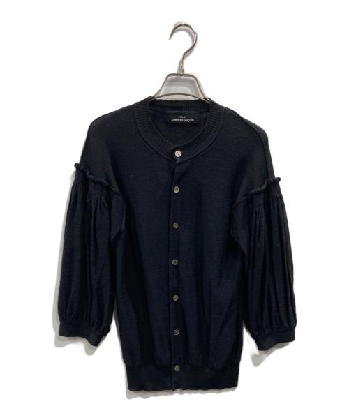 tricot COMME des GARCONS（トリココムデギャルソン）tricot COMME des GARCONS (トリココムデギャルソン) ギャザースリーブカーディガン ブラック サイズ:Mの古着・服飾アイテム