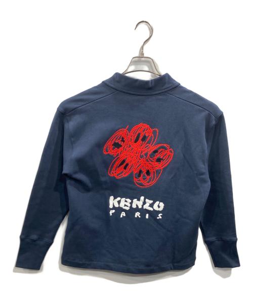 KENZO（ケンゾー）KENZO (ケンゾー) ドローンバーシティ刺繍ロゴカーディガン ネイビー サイズ:SIZE Sの古着・服飾アイテム