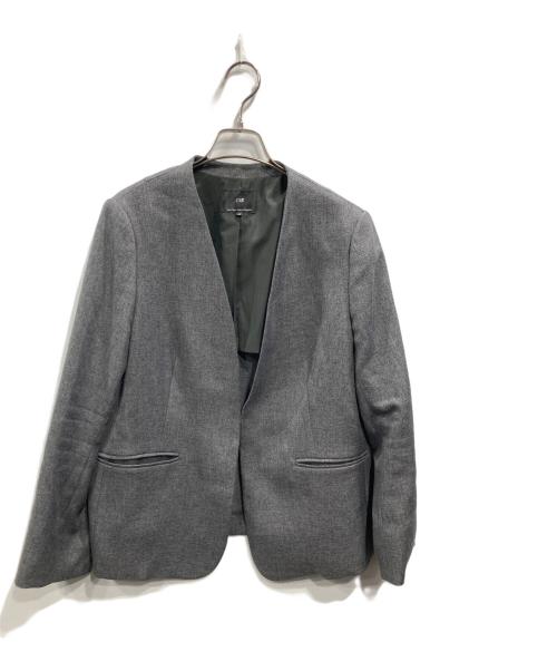 23区（ニジュウサンク）23区 (ニジュウサンク) 【洗える】ウールライクカルゼ ノーカラージャケット/テーパードパンツセットアップ グレー サイズ:48の古着・服飾アイテム