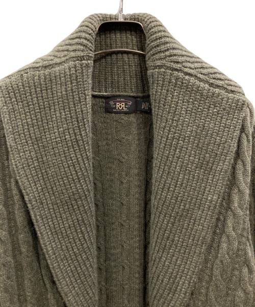 RRL（ダブルアールエル）RRL (ダブルアールエル) カシミヤ混 ショールカラーロングカーディガン カーキ サイズ:3の古着・服飾アイテム