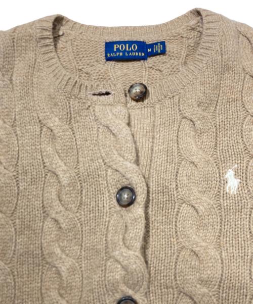 POLO RALPH LAUREN（ポロ・ラルフローレン）POLO RALPH LAUREN (ポロ・ラルフローレン) ウールカシミヤ ケーブルカーディガン ブラウン サイズ:Mの古着・服飾アイテム