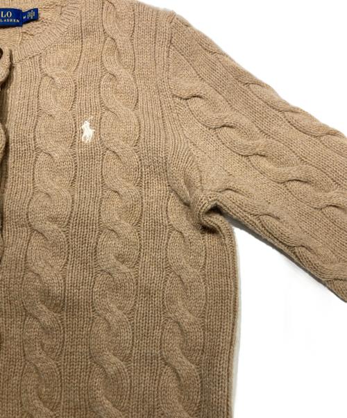 POLO RALPH LAUREN（ポロ・ラルフローレン）POLO RALPH LAUREN (ポロ・ラルフローレン) ウールカシミヤ ケーブルカーディガン ブラウン サイズ:Mの古着・服飾アイテム