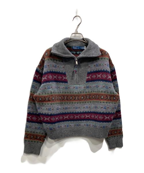 POLO RALPH LAUREN（ポロ・ラルフローレン）POLO RALPH LAUREN (ポロ・ラルフローレン) フェアアイルハーフジップニット グレー サイズ:Mの古着・服飾アイテム