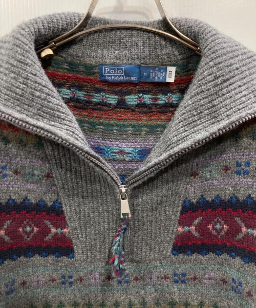 POLO RALPH LAUREN（ポロ・ラルフローレン）POLO RALPH LAUREN (ポロ・ラルフローレン) フェアアイルハーフジップニット グレー サイズ:Mの古着・服飾アイテム