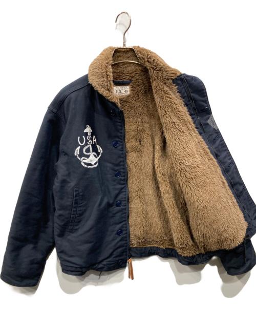 HOUSTON（ヒューストン）HOUSTON (ヒューストン) N-1 デッキジャケット CUSTOM ネイビー サイズ:40の古着・服飾アイテム