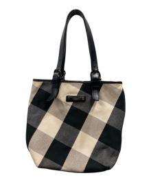 BURBERRY（バーバリー）の古着「チェック キャンバストートバッグ」｜ブラック