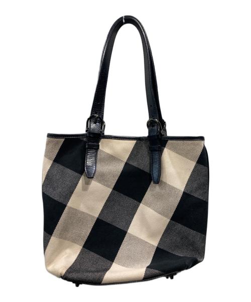 BURBERRY（バーバリー）BURBERRY (バーバリー) チェック キャンバストートバッグ ブラックの古着・服飾アイテム