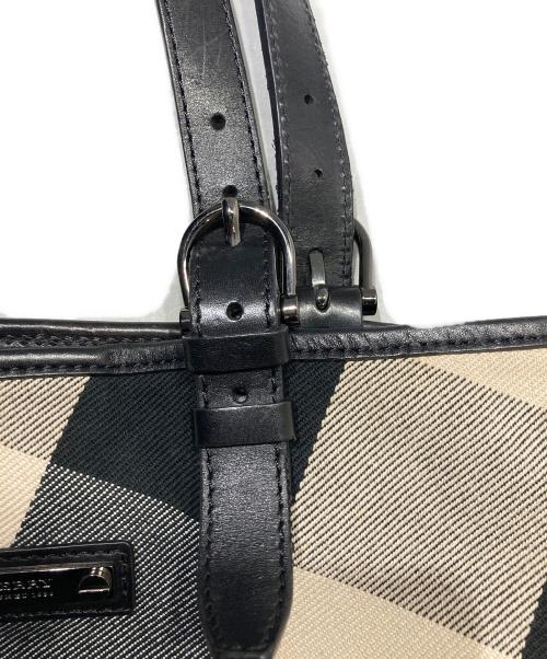 BURBERRY（バーバリー）BURBERRY (バーバリー) チェック キャンバストートバッグ ブラックの古着・服飾アイテム