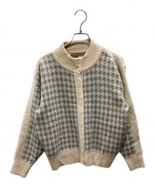 Christian Dior Sports（クリスチャン ディオールスポーツ）の古着「CDロゴ千鳥格子 カーディガン」｜ベージュ