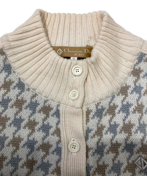 Christian Dior Sports（クリスチャン ディオールスポーツ）Christian Dior Sports (クリスチャン ディオールスポーツ) CDロゴ千鳥格子 カーディガン ベージュ サイズ:Sの古着・服飾アイテム