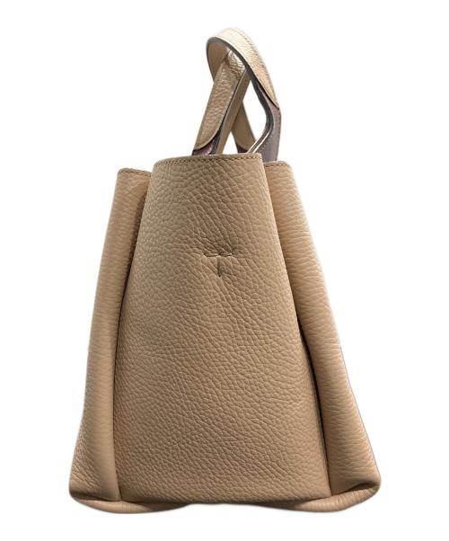 TOD'S（トッズ）TOD'S (トッズ) Tタイムレス 2WAY ハンドバッグ ベージュ×バーガンディの古着・服飾アイテム