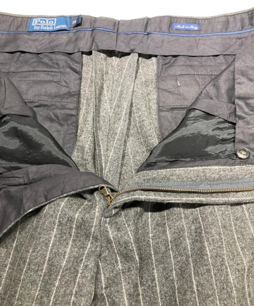 POLO RALPH LAUREN（ポロ・ラルフローレン）POLO RALPH LAUREN (ポロ・ラルフローレン) イタリアメイド ウールカシミヤ ストライプスラックス グレー サイズ:38の古着・服飾アイテム