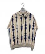 HUFハフ）の古着「SEISMOGRAM VELOUR POLO」｜ホワイト×ネイビー