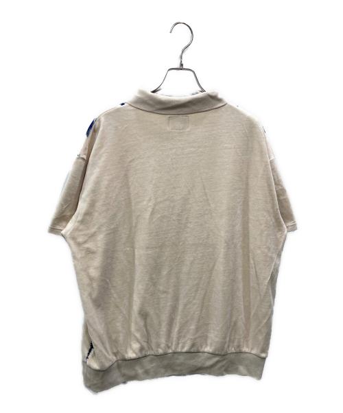 HUF（ハフ）HUF (ハフ) SEISMOGRAM VELOUR POLO ホワイト×ネイビー サイズ:Ｌの古着・服飾アイテム