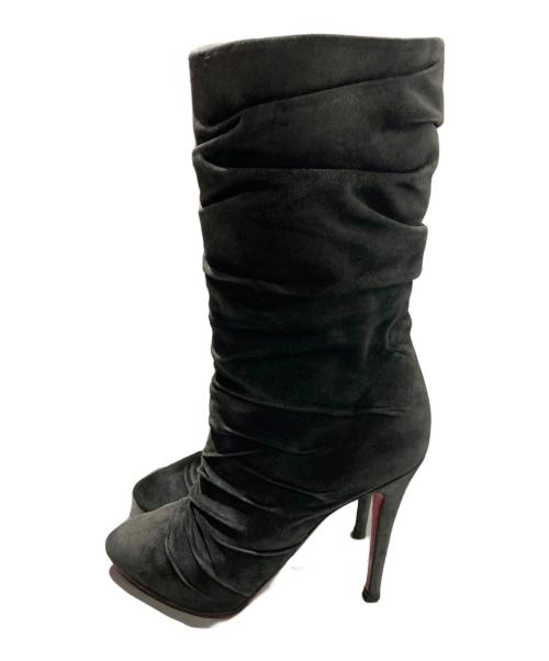 Christian Louboutin（クリスチャン・ルブタン）Christian Louboutin (クリスチャン・ルブタン) Piros 120スウェードドレープブーツ ブラック サイズ:38の古着・服飾アイテム