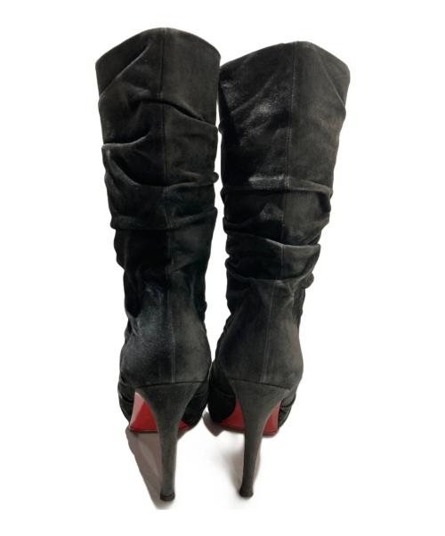 Christian Louboutin（クリスチャン・ルブタン）Christian Louboutin (クリスチャン・ルブタン) Piros 120スウェードドレープブーツ ブラック サイズ:38の古着・服飾アイテム