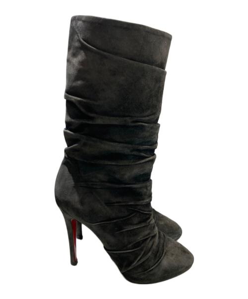 Christian Louboutin（クリスチャン・ルブタン）Christian Louboutin (クリスチャン・ルブタン) Piros 120スウェードドレープブーツ ブラック サイズ:38の古着・服飾アイテム