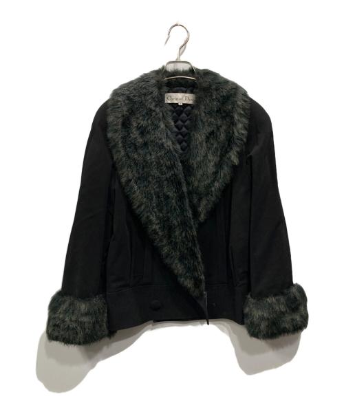 Christian Dior（クリスチャン ディオール）Christian Dior (クリスチャン ディオール) フェイクファートリムジャケット ブラック サイズ:Mの古着・服飾アイテム
