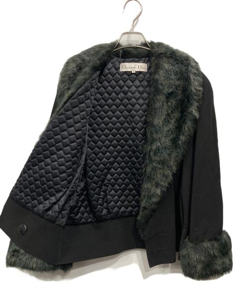 Christian Dior（クリスチャン ディオール）Christian Dior (クリスチャン ディオール) フェイクファートリムジャケット ブラック サイズ:Mの古着・服飾アイテム