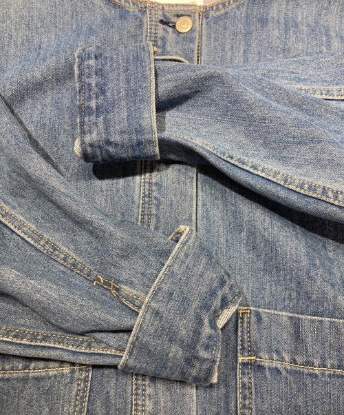 SHIPS any（シップスエニィ）SHIPS any (シップスエニィ) ノーカラー デニム ブルゾン インディゴ サイズ:Fの古着・服飾アイテム