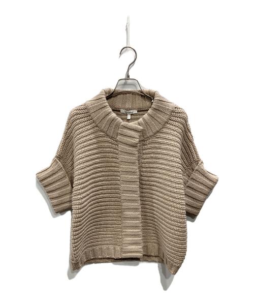 MaxMara（マックスマーラ）MaxMara (マックスマーラ) ヴァージンウール ショートスリーブカーディガン ベージュ サイズ:Lの古着・服飾アイテム