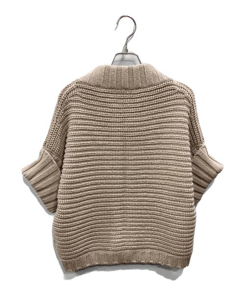 MaxMara（マックスマーラ）MaxMara (マックスマーラ) ヴァージンウール ショートスリーブカーディガン ベージュ サイズ:Lの古着・服飾アイテム