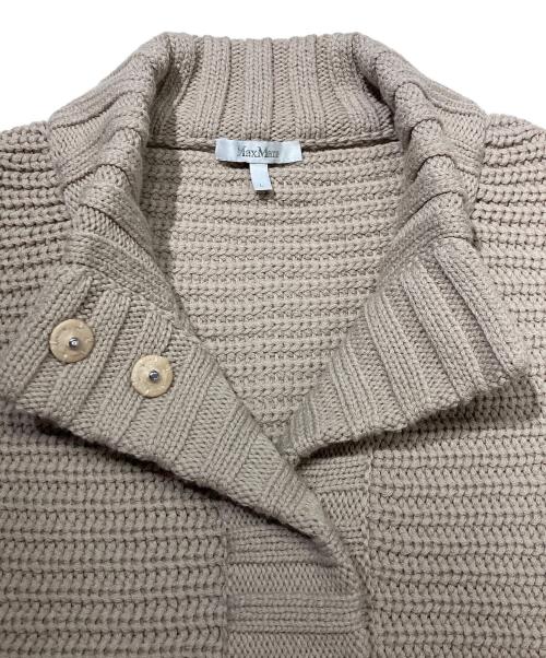 MaxMara（マックスマーラ）MaxMara (マックスマーラ) ヴァージンウール ショートスリーブカーディガン ベージュ サイズ:Lの古着・服飾アイテム