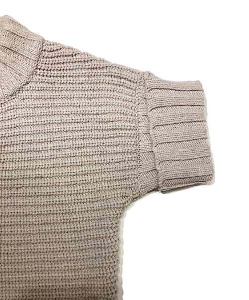 MaxMara（マックスマーラ）MaxMara (マックスマーラ) ヴァージンウール ショートスリーブカーディガン ベージュ サイズ:Lの古着・服飾アイテム