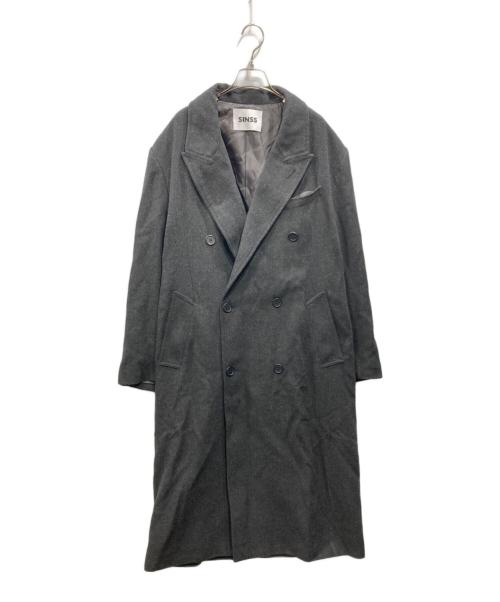 SINSS（シンス）SINSS (シンス) Classic Wool Blend Tweed Coat グレー サイズ:LARGEの古着・服飾アイテム