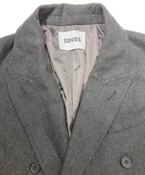 SINSS（シンス）SINSS (シンス) Classic Wool Blend Tweed Coat グレー サイズ:LARGEの古着・服飾アイテム