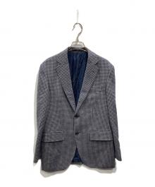 DAKS LONDON（ダックスロンドン）の古着「千鳥格子 テーラードジャケット」｜ネイビー