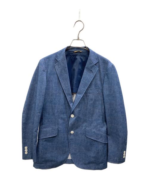 TAKEO KIKUCHI（タケオキクチ）TAKEO KIKUCHI (タケオキクチ) 千鳥格子プリント ストレッチジャケット ブルー サイズ:SIZE 2の古着・服飾アイテム