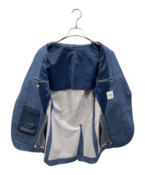 TAKEO KIKUCHI（タケオキクチ）TAKEO KIKUCHI (タケオキクチ) 千鳥格子プリント ストレッチジャケット ブルー サイズ:SIZE 2の古着・服飾アイテム