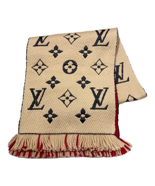 LOUIS VUITTON（ルイ ヴィトン）LOUIS VUITTON (ルイ ヴィトン) エシャルプ・ロゴマニア デュオ マフラー レッド×ベージュの古着・服飾アイテム