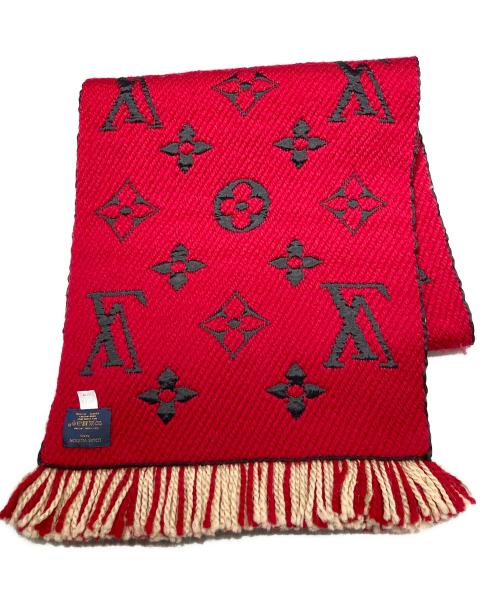 LOUIS VUITTON（ルイ ヴィトン）LOUIS VUITTON (ルイ ヴィトン) エシャルプ・ロゴマニア デュオ マフラー レッド×ベージュの古着・服飾アイテム