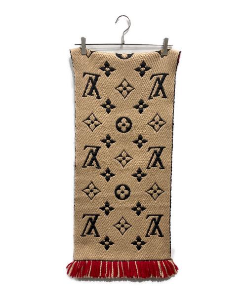 LOUIS VUITTON（ルイ ヴィトン）LOUIS VUITTON (ルイ ヴィトン) エシャルプ・ロゴマニア デュオ マフラー レッド×ベージュの古着・服飾アイテム